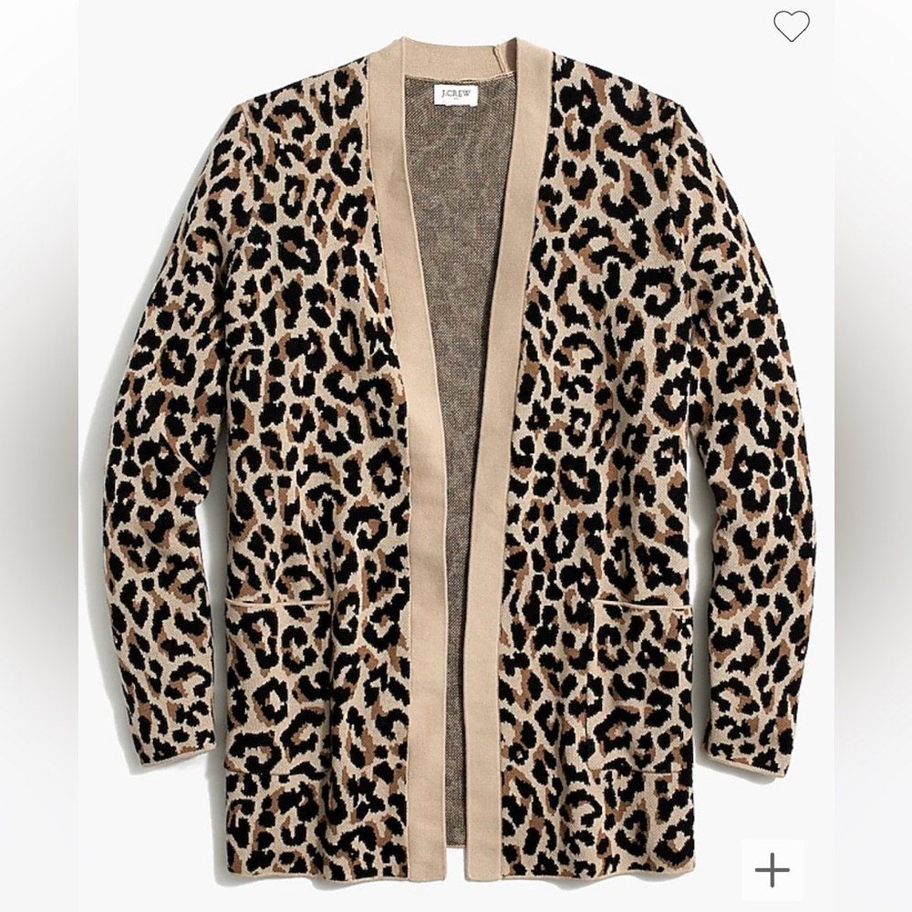 J Crew Leopard Open Cardigan Medium